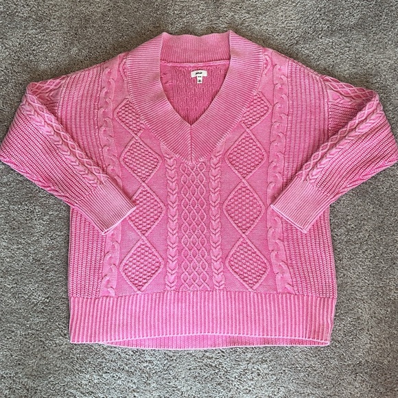 Aerie oversized pink v-neck sweater - M - Picture 4 of 4
